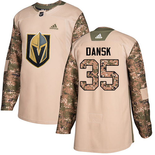 Adidas Golden Knights #35 Oscar Dansk Camo Authentic Veterans Day Stitched Youth NHL Jersey